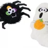 Frisco Halloween Spider & Ghost Plush Squeaky Dog Toy, 2 count