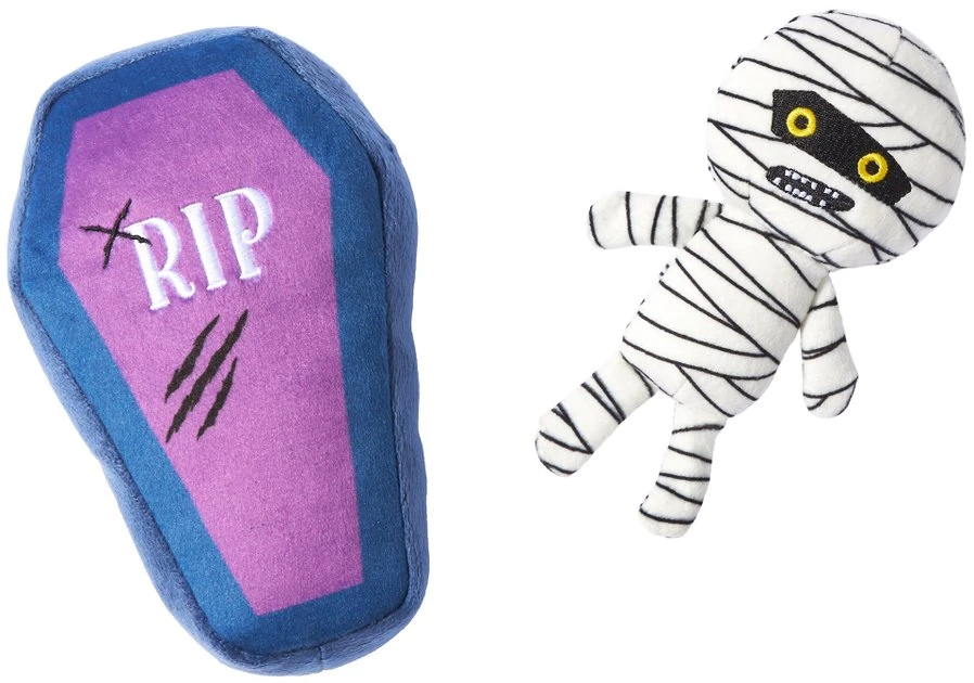 Frisco Halloween Mummy & Coffin Plush Squeaky Dog Toy, 2 count 3 Frisco Halloween Mummy & Coffin Plush Squeaky Dog Toy, 2 count