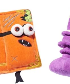 Frisco Halloween Monster Book & Candle Plush Squeaky Dog Toy, 2 count