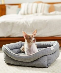 Frisco Chambray Double Bolster Cat & Dog Bed