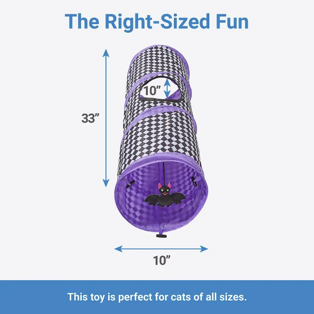 Frisco Halloween Checkered Foldable Play Tunnel Cat Toy with Catnip 4 Frisco Halloween Checkered Foldable Play Tunnel Cat Toy with Catnip - Image 2