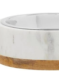 Frisco Marble Design Stainless Steel Dog & Cat Bowl with Wooden Base -Frisco Sales 2024 277554 PT5. SY630 V1627936283