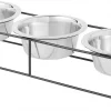 Frisco Straight Triple Feeder Stainless Steel Dog & Cat Bowl