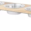 Frisco Dark Wooden Triple Elevated Stainless Steel Dog & Cat Bowl -Frisco Sales 2024 277570 MAIN. SY630 V1627933893