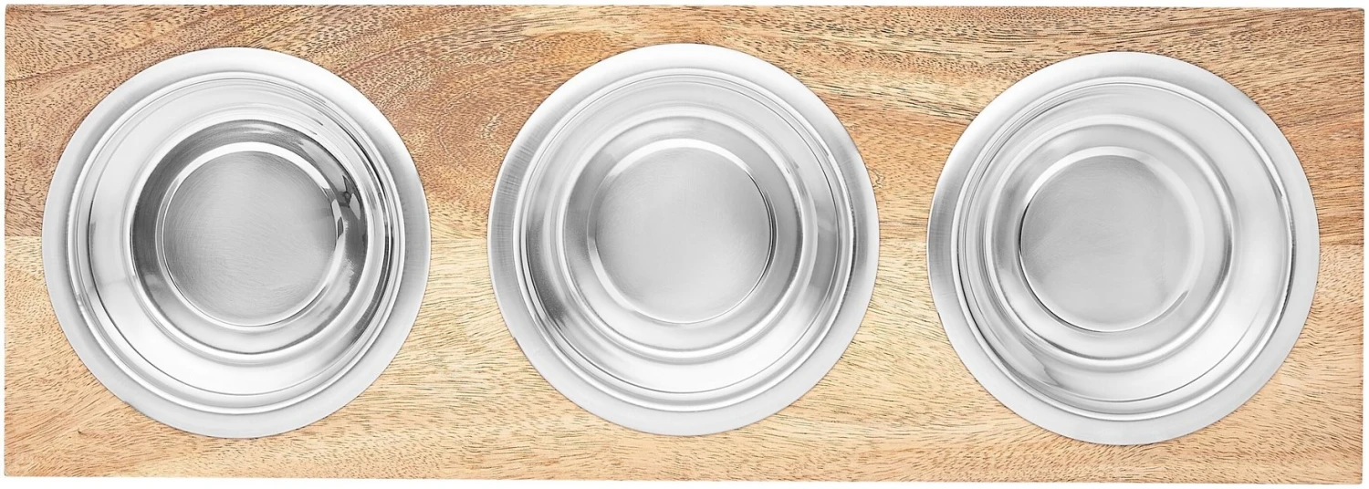 Frisco Dark Wooden Triple Elevated Stainless Steel Dog & Cat Bowl 6 Frisco Dark Wooden Triple Elevated Stainless Steel Dog & Cat Bowl - Image 4