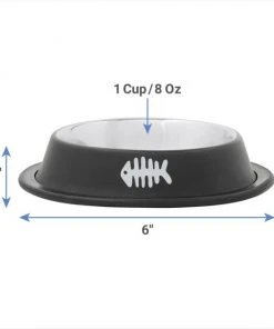 Frisco Fish Bone Print Non-Skid Stainless Steel Cat Bowl -Frisco Sales 2024 277582 PT1. SY630 V1628861765