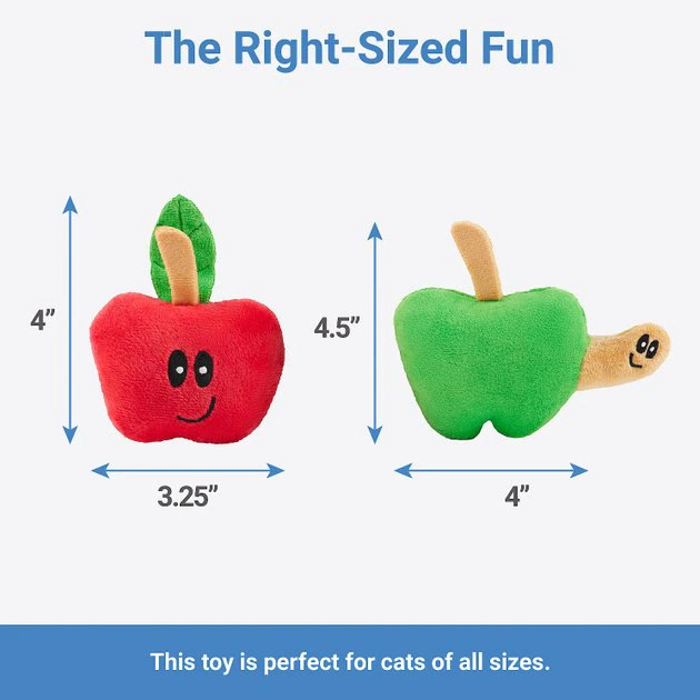 Frisco Teacher's Apple Plush Cat Toy with Catnip, 2 count 4 Frisco Teacher's Apple Plush Cat Toy with Catnip, 2 count - Image 2