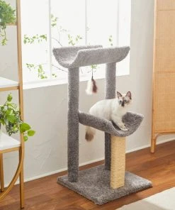 Frisco 40-in Real Carpet Tri-post Cat Tree, Gray