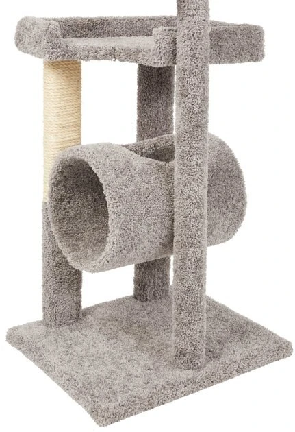 Frisco 54-in Real Carpet Cat Tree with Tunnel and Square Perches, Gray 6 Frisco 54-in Real Carpet Cat Tree with Tunnel and Square Perches, Gray - Image 4