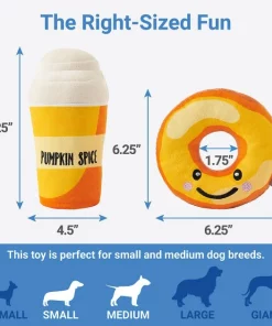 Frisco Fall Pumpkin Pie Latte & Donut Plush Squeaky Dog Toy, 2 count -Frisco Sales 2024 285611 PT1. SY630 V1633969282