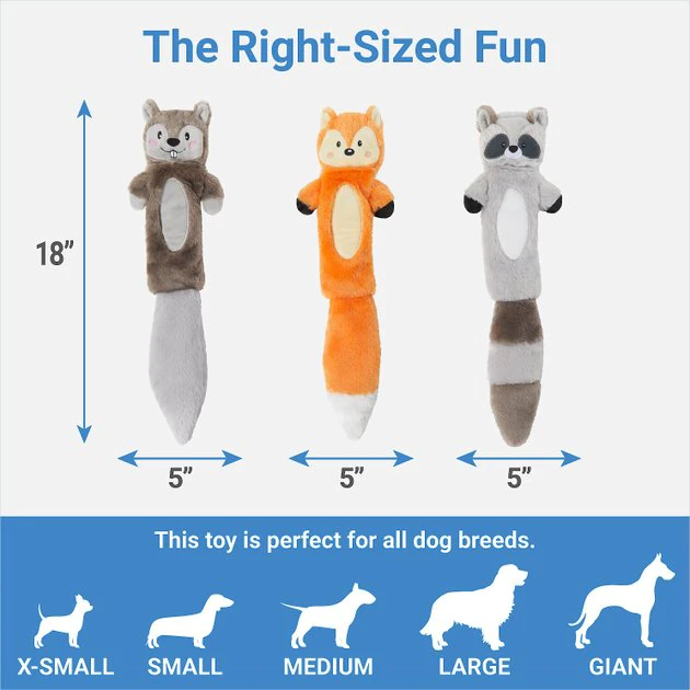 Frisco Forest Friends Stuffing-Free Skinny Plush Squeaky Dog Toy 4 Frisco Forest Friends Stuffing-Free Skinny Plush Squeaky Dog Toy - Image 2