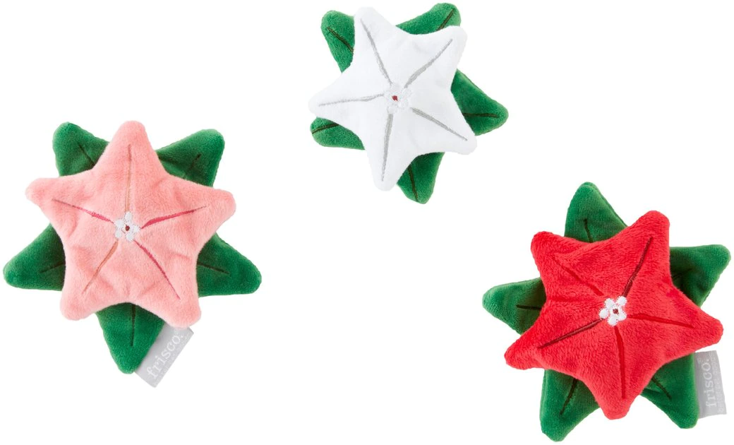 Frisco Flowers Plush Squeaky Dog Toy, 3 count 3 Frisco Flowers Plush Squeaky Dog Toy, 3 count