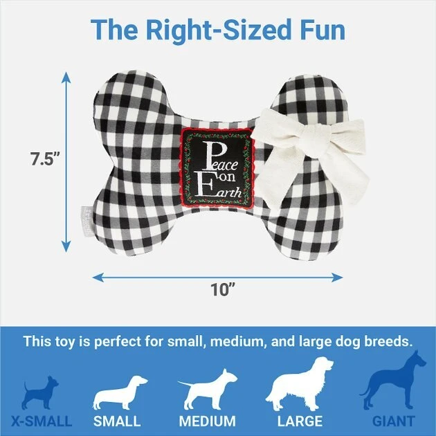 Frisco Holiday "All Is Bright" Reversible Bone Plush Squeaky Dog Toy 5 Frisco Holiday "All Is Bright" Reversible Bone Plush Squeaky Dog Toy - Image 3