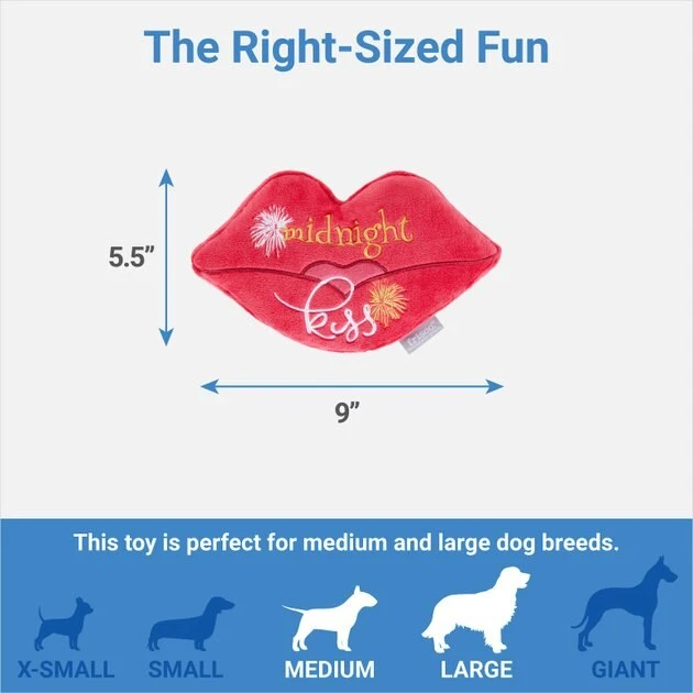 Frisco New Year's Eve Midnight Kiss Plush Squeaky Dog Toy 4 Frisco New Year's Eve Midnight Kiss Plush Squeaky Dog Toy - Image 2