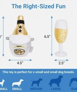 Frisco New Year's Eve Champagne & Flute Plush Squeaky Dog Toy, 2 count -Frisco Sales 2024 288486 PT1. SY630 V1640718537