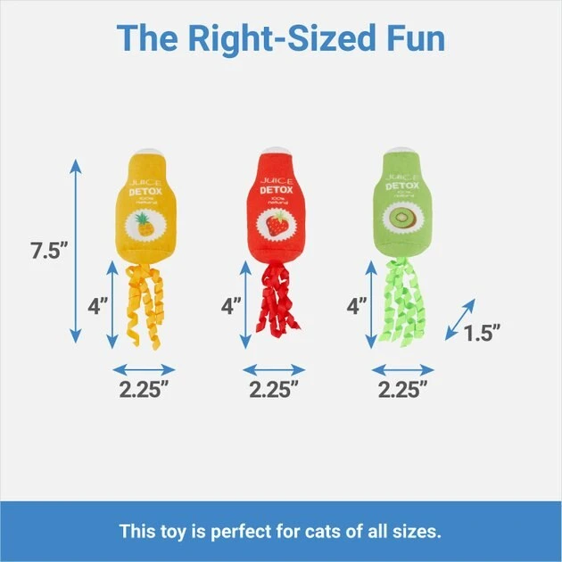 Frisco Juice Cleanse Plush Cat Toy with Catnip, 3 count 4 Frisco Juice Cleanse Plush Cat Toy with Catnip, 3 count - Image 2