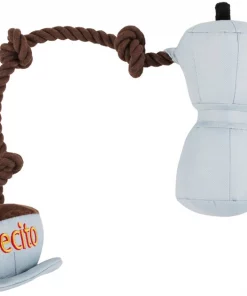 Frisco Brunch Coffee Pitcher Plush with Rope Squeaky Dog Toy