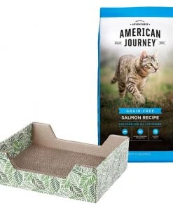 American Journey||Frisco American Journey Salmon Recipe Grain-Free Dry Cat Food, 12-lb bag + Frisco Step-In Cat Scratcher Toy with Catnip, Tropical Palms