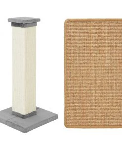 Frisco 33.5-in Sisal Cat Scratching Post, Gray + Frisco Sisal Mat, Medium
