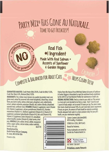 Friskies||Frisco Friskies Party Mix Natural Yums With Real Salmon Cat Treats, 6-oz pouch + Frisco Melamine Dog & Cat Treat Jar with Bamboo Lid, 8 Cups 5 Friskies||Frisco Friskies Party Mix Natural Yums With Real Salmon Cat Treats, 6-oz pouch + Frisco Melamine Dog & Cat Treat Jar with Bamboo Lid, 8 Cups - Image 3