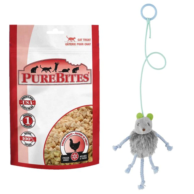 PureBites||Frisco PureBites Chicken Breast Freeze-Dried Raw Cat Treats, 2.3-oz bag + Frisco Bouncy Mouse Cat Toy, Blue 3 PureBites||Frisco PureBites Chicken Breast Freeze-Dried Raw Cat Treats, 2.3-oz bag + Frisco Bouncy Mouse Cat Toy, Blue
