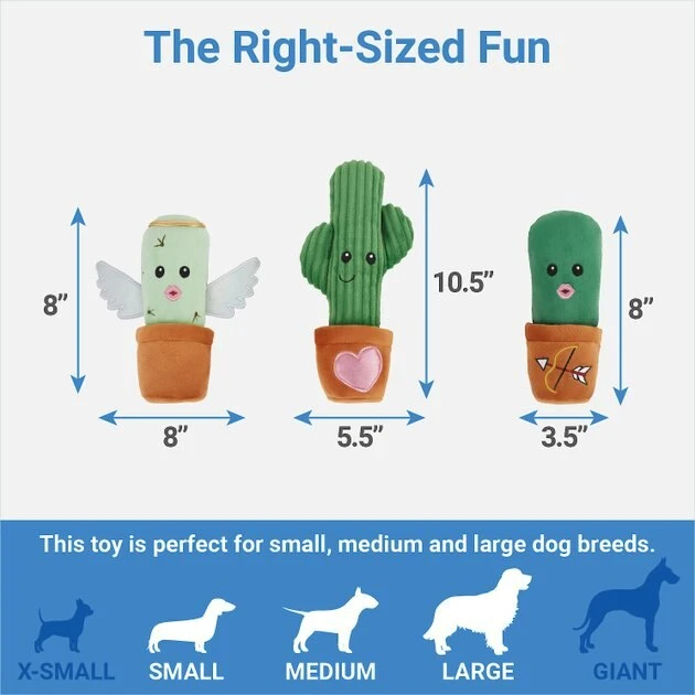 Frisco Cactus Plush Squeaky Dog Toy, 3 count 4 Frisco Cactus Plush Squeaky Dog Toy, 3 count - Image 2