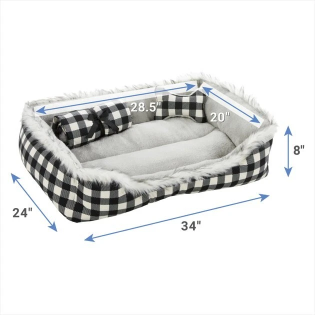 Frisco Buffalo Check Cuddler Pet Bed & Gift Set, Black & White 4 Frisco Buffalo Check Cuddler Pet Bed & Gift Set, Black & White - Image 2