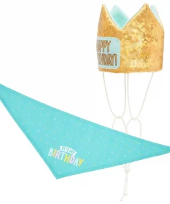 Frisco Birthday Bandana, X-Small/Small + Dog & Cat Crown, X-Small/Small