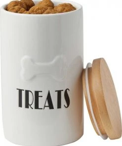 Frisco Ceramic Dog Bowl with Wood Base, 2.5 Cups + Treat Jar, 4 Cups -Frisco Sales 2024 302418 PT6. SY630 V1623075451