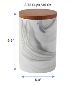 Frisco Marble Design Non-skid Ceramic Dog Bowl + Treat Jar with Wood Lid, 3.75 Cups -Frisco Sales 2024 302482 PT6. SY630 V1623053849