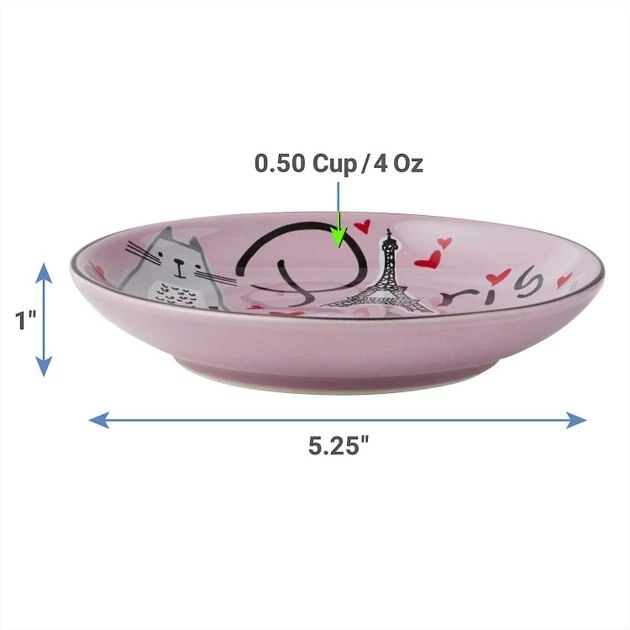Frisco Paris Non-skid Ceramic Dish, 0.50 Cup + Cat Dish, 1.50 Cup 6 Frisco Paris Non-skid Ceramic Dish, 0.50 Cup + Cat Dish, 1.50 Cup - Image 4