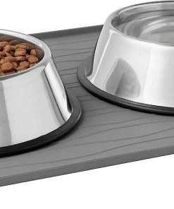 Frisco Silicone Food Mat, Gray, Large + Bones Non-skid Ceramic Dog Bowl -Frisco Sales 2024 302516 PT3. SY630 V1623081157