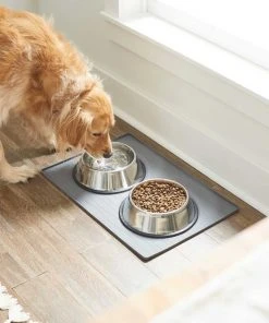 Frisco Silicone Food Mat, Gray, Large + Bones Non-skid Ceramic Dog Bowl -Frisco Sales 2024 302516 PT4. SY630 V1623054750