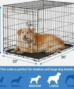Frisco Fold & Carry Single Door Collapsible Wire Crate, 36 inch + Extra Large Printed Dog Training & Potty Pads, 28 x 34-in, 40 count, Unscented -Frisco Sales 2024 303438 PT2. SY630 V1623073652