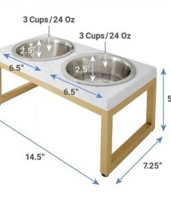 Frisco Plush Pouf Pillow Bed, Large + Marble Print Stainless Steel Double Elevated Dog Bowl, 3 Cups, Gold Stand -Frisco Sales 2024 303534 PT7. SY630 V1625175763