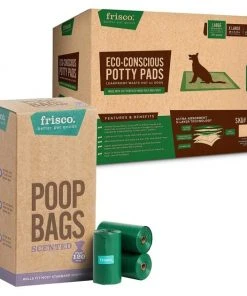Frisco Refill Poop Bags, Scented, 120 count + Eco-Conscious Dog Training & Potty Pads, 22 x 23-in, 50 count, Unscented