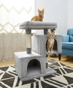 Frisco Self Warming Bolster Round Bed, Gray + 33-in Faux Fur Cat Tree & Condo, Gray -Frisco Sales 2024 303574 PT7. SY630 V1623038540