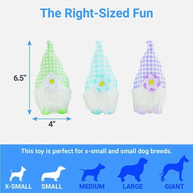 Frisco Easter Gnomes Plush Squeaky Dog Toy, 3 count 4 Frisco Easter Gnomes Plush Squeaky Dog Toy, 3 count - Image 2