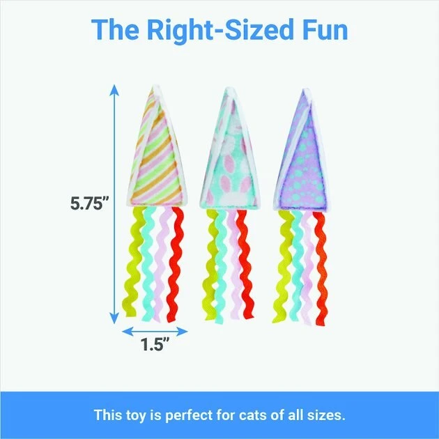 Frisco Easter Party Hat Kickers Cat Toy with Catnip, 3 count 4 Frisco Easter Party Hat Kickers Cat Toy with Catnip, 3 count - Image 2