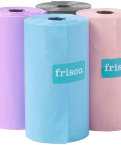 Frisco Dog Poop Bag Solid Assortment in Teal Blue, Violet, Gray, & Coral
