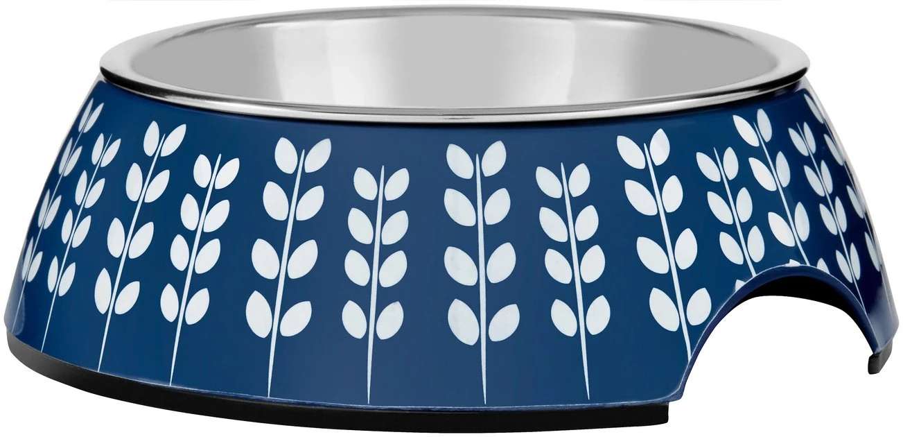 Frisco Leaf Design Stainless Steel Dog & Cat Bowl, Blue 3 Frisco Leaf Design Stainless Steel Dog & Cat Bowl, Blue