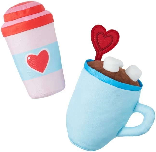 Frisco Coffee for Two Ballistic Nylon Plush Squeaky Dog Toy, 2 count 3 Frisco Coffee for Two Ballistic Nylon Plush Squeaky Dog Toy, 2 count