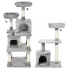 Frisco 61-in Faux Fur Tree & Condo, Gray + 38-in Cat Tree & Condo, Top Perch & Toy, Gray