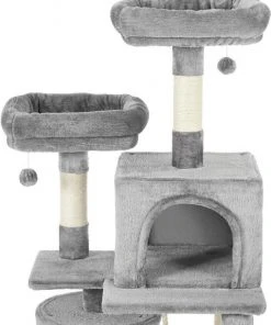 Frisco 61-in Faux Fur Tree & Condo, Gray + 38-in Cat Tree & Condo, Top Perch & Toy, Gray -Frisco Sales 2024 318964 PT3. SY630 V1630363328