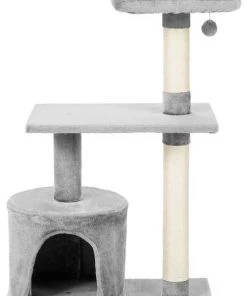 Frisco 61-in Faux Fur Tree & Condo, Gray + 38-in Cat Tree & Condo, Top Perch & Toy, Gray -Frisco Sales 2024 318964 PT5. SY630 V1630366324