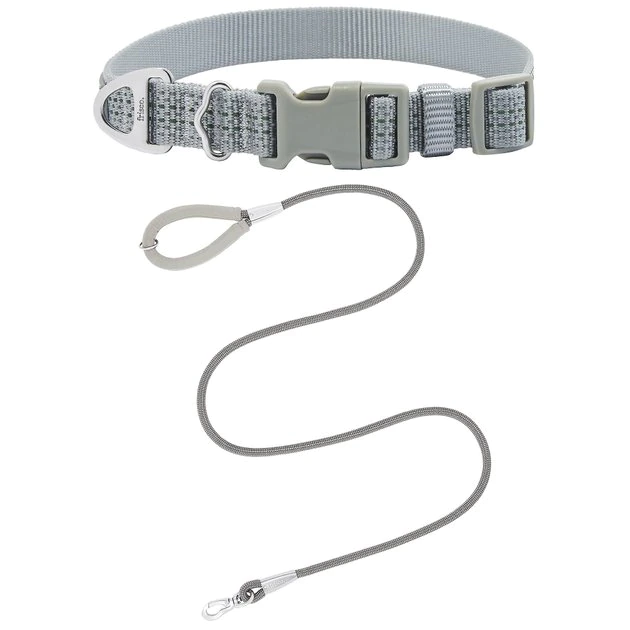 Frisco Outdoor Frisco Nylon Collar, Forest Green, Medium-Neck: 14-20-in, Width: 3/4-in + Rope Leash With Padded Handle, Stone Gray, 6-ft 3 Frisco Outdoor Frisco Nylon Collar, Forest Green, Medium-Neck: 14-20-in, Width: 3/4-in + Rope Leash With Padded Handle, Stone Gray, 6-ft