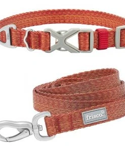 Frisco Outdoor Heathered Nylon Collar, Flamepoint Orange, Large, Neck: 18 -26-in, Width: 1-in + Dog Leash, Flamepoint Orange, Large - Length: 6-ft, Width: 1-in