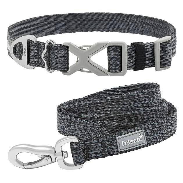 Frisco Outdoor Heathered Nylon Collar, Midnight Black, MD - Neck: 14-20-in, Width: 3/4-in + Dog Leash, Midnight Black, MD - Length: 6-ft, Width: 3/4-in 3 Frisco Outdoor Heathered Nylon Collar, Midnight Black, MD - Neck: 14-20-in, Width: 3/4-in + Dog Leash, Midnight Black, MD - Length: 6-ft, Width: 3/4-in