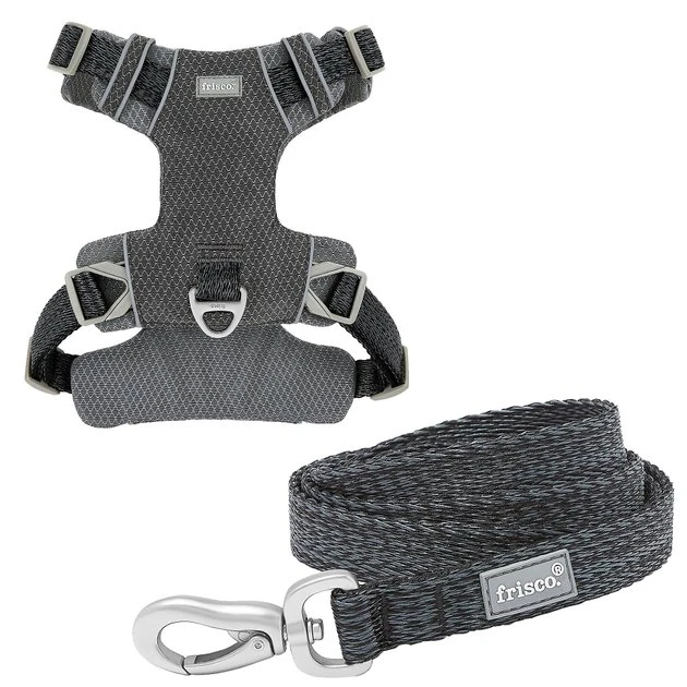 Frisco Outdoor Lightweight Ripstop Nylon Harness, Storm Gray, Small, Neck: 13 to 19-in, Girth: 16 to 22-in + Heathered Dog Leash, Midnight Black, SM - Length: 6-ft, Width: 5/8-in 3 Frisco Outdoor Lightweight Ripstop Nylon Harness, Storm Gray, Small, Neck: 13 to 19-in, Girth: 16 to 22-in + Heathered Dog Leash, Midnight Black, SM - Length: 6-ft, Width: 5/8-in