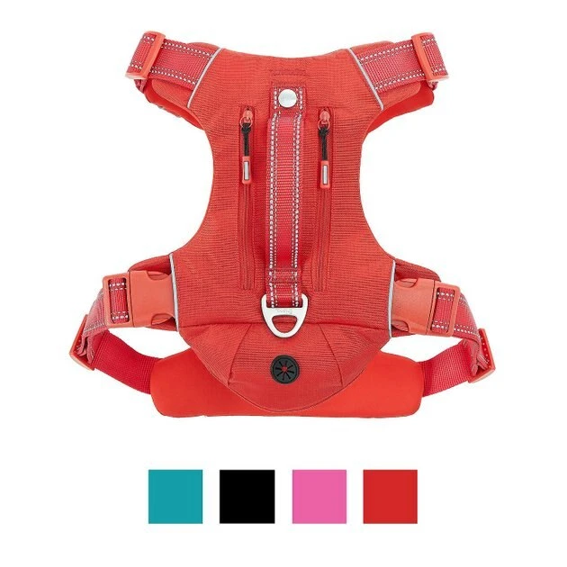 Frisco Outdoor Premium Ripstop Nylon Harness with Pocket, Sunset Orange, Large, Neck: 18 to 28-in, Girth 24 to 34-in + Reflective Comfort Padded Dog Leash, Sunset Orange, Large - Length: 6-ft, Width: 1-in 4 Frisco Outdoor Premium Ripstop Nylon Harness with Pocket, Sunset Orange, Large, Neck: 18 to 28-in, Girth 24 to 34-in + Reflective Comfort Padded Dog Leash, Sunset Orange, Large - Length: 6-ft, Width: 1-in - Image 2